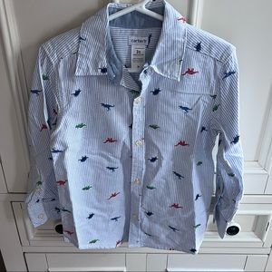 button-down dinosaur shirt